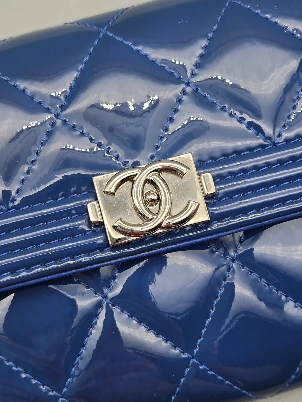 💙CHANEL Authentic Boy Blue Quilted Clutch/Wallet💙